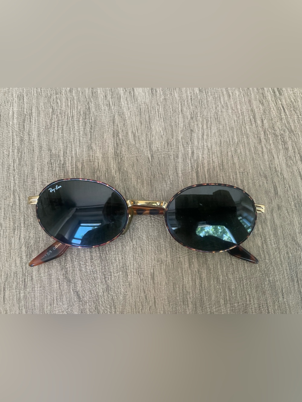 90’s Ray-Ban Tortoiseshell Oval Sunglasses with Black Lenses